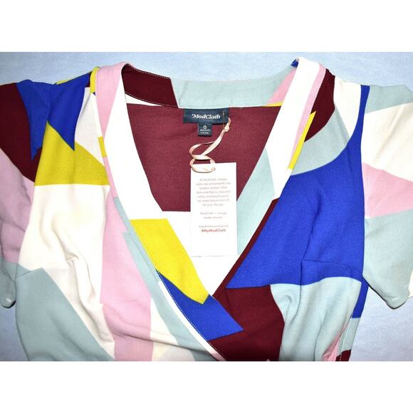 A8 NWT MODCLOTH Your Time To Shine Geometric Print Color Block Maxi Dress Sz 0 - Picture 6 of 8